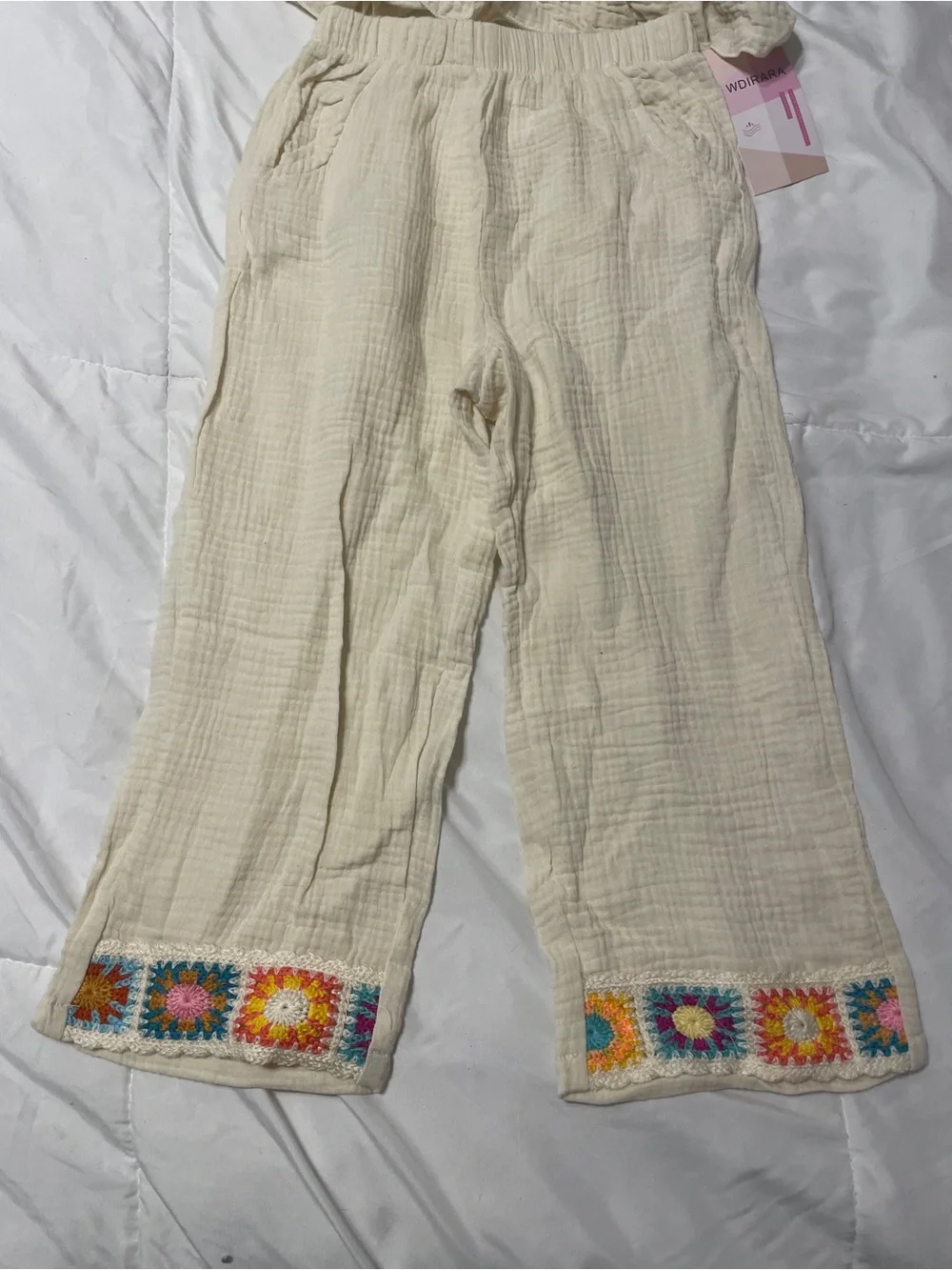 H&M Cream Kids One-Piece with Multicolor Crochet Accents